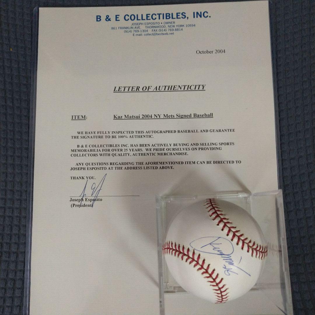 値下げ＊鑑定書付 元NYメッツ 松井稼頭央  2004年直筆サインボール MLB