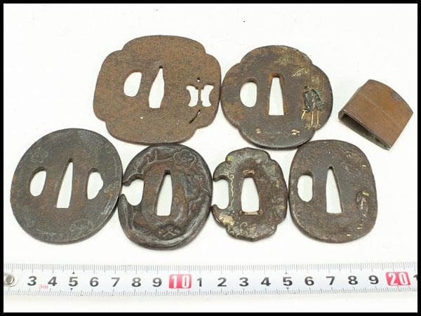 武具甲冑 刀 装具 鍔 六件 まとめて(K-A148)