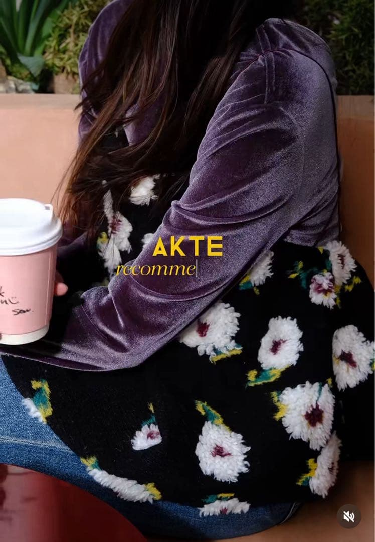 AKTE ボアキャミソール ブラック