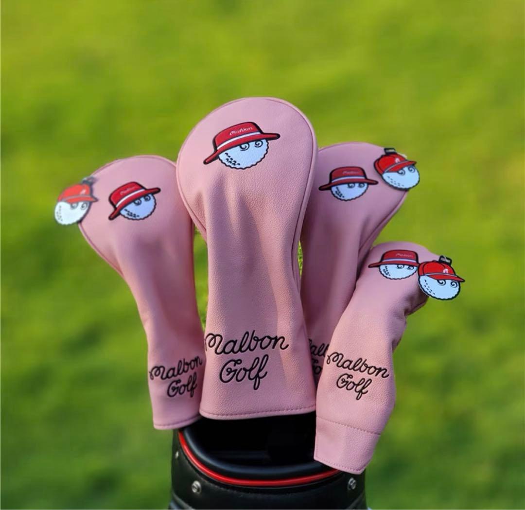 【大人気値下げ4点セット】MalbonGolfマルボンゴルフクラブカバーピンク色