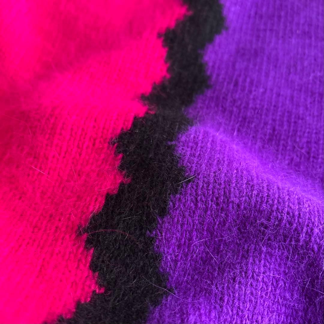 80s USA label angora×lambswool art knit