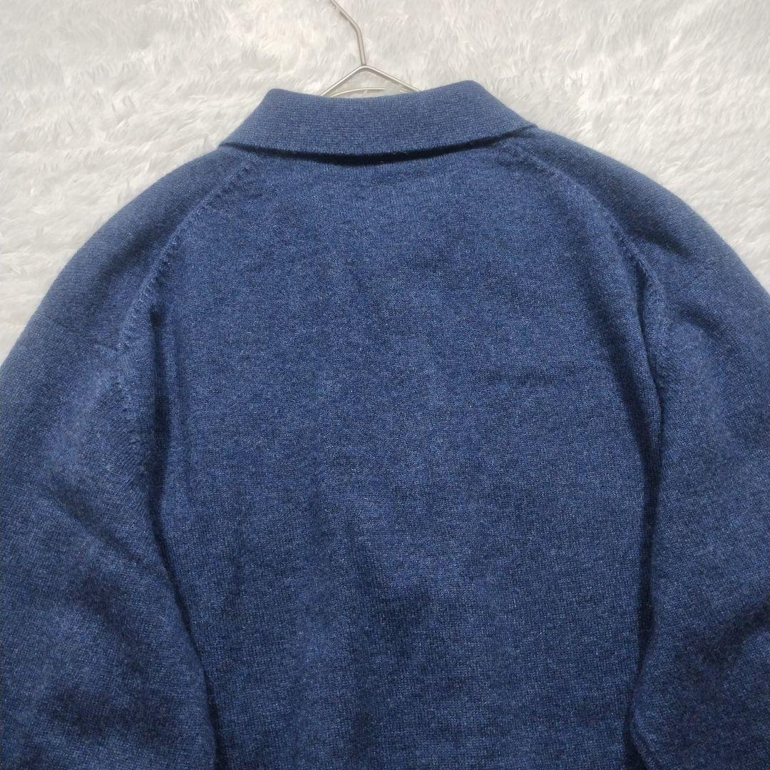 極美品✨LeCENT カシミヤ 100% ニット ポロシャツ 長袖 ネイビー M