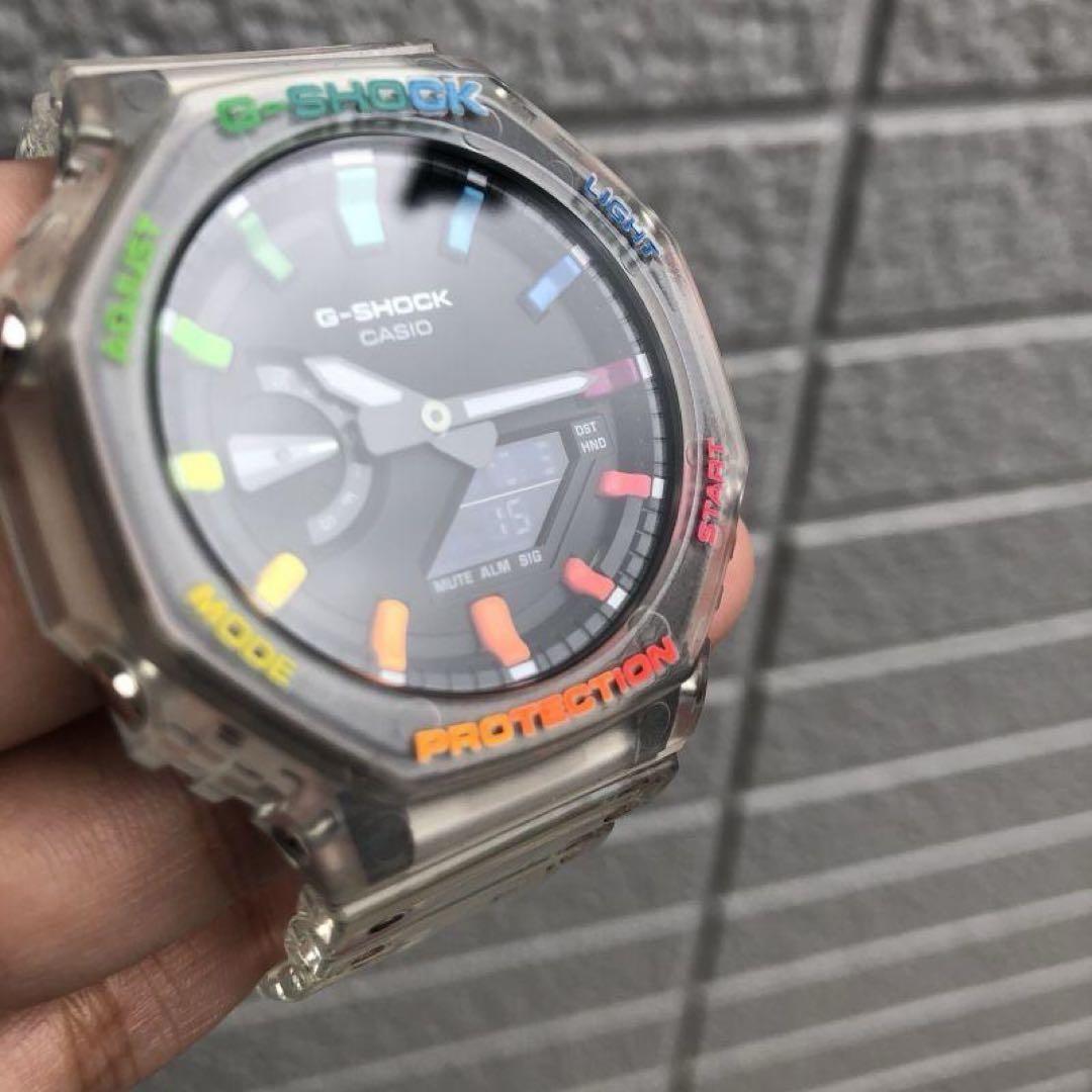 G-SHOCK GA2100 ホワイト/クリア カスタムレイボー塗装