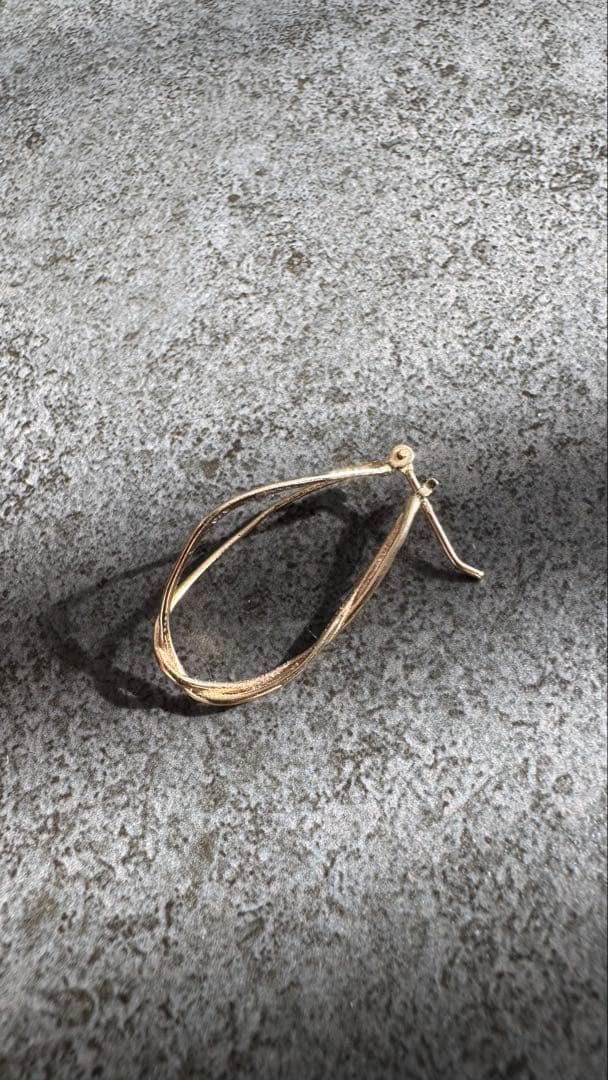 アガット＊フープ＊リーフ型＊ピアス＊片耳＊k10