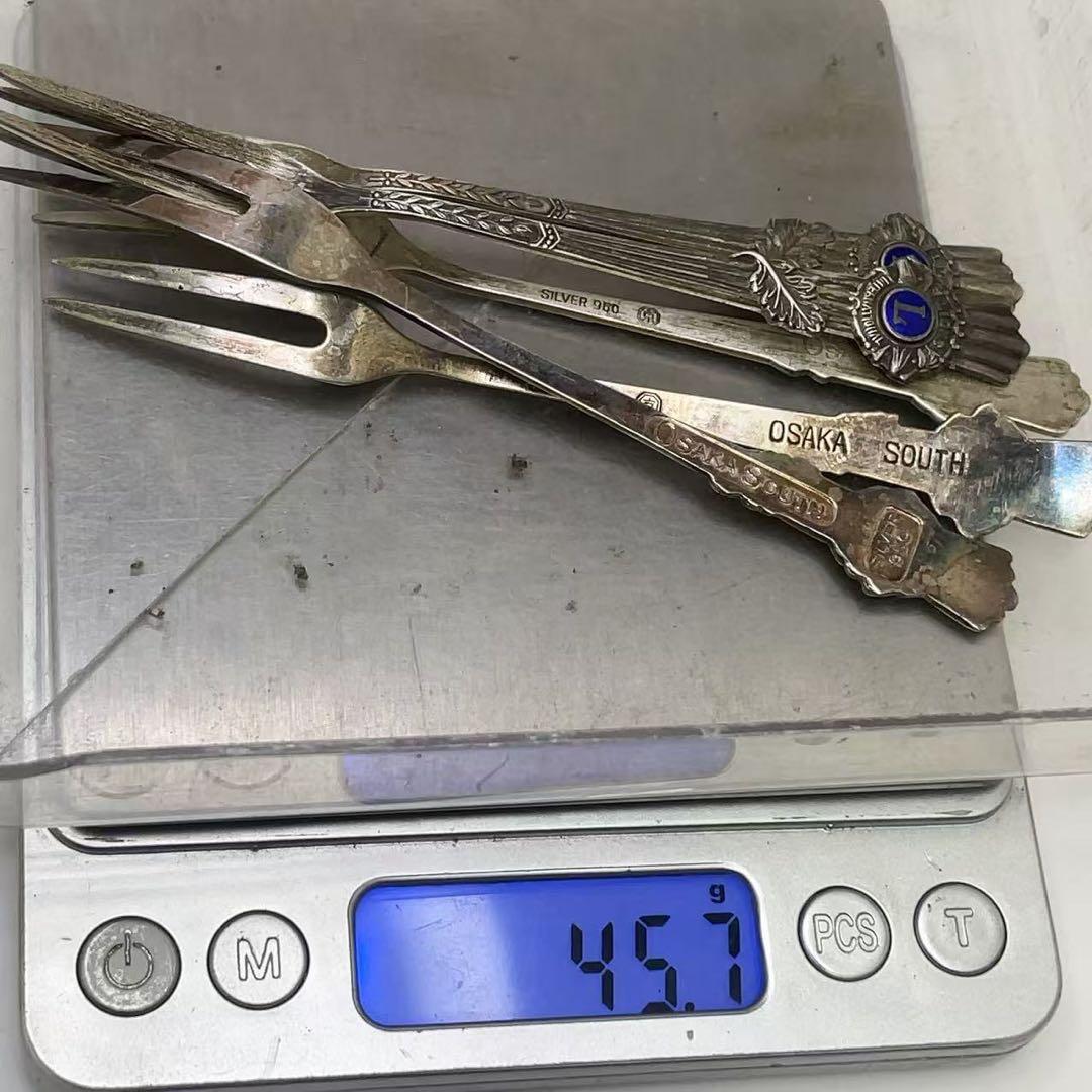 ライオンズかクラブ 銀製 フォーク 5本セット 桐箱付き SILVER刻印