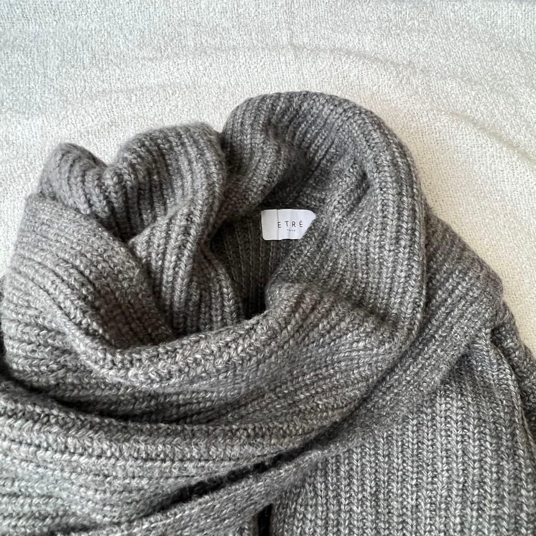 【美品】ETRE TOKYO アシメトリーストールニットカーディガン グレー