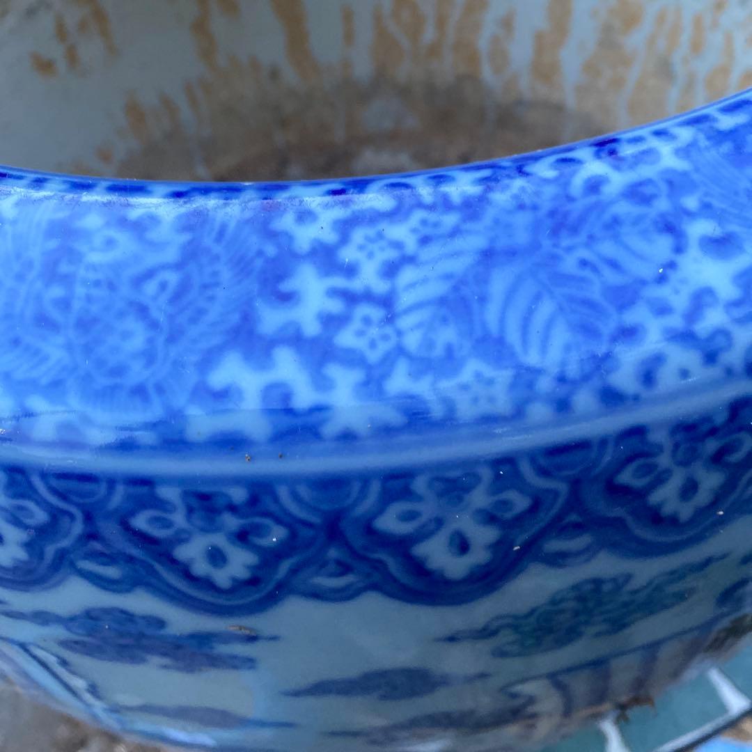 瀬戸火鉢　有田　宝船　宝舟　直径44cm ×高さ31cm 骨董　在銘