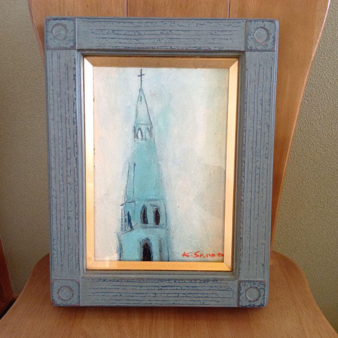 教会の塔 油彩画