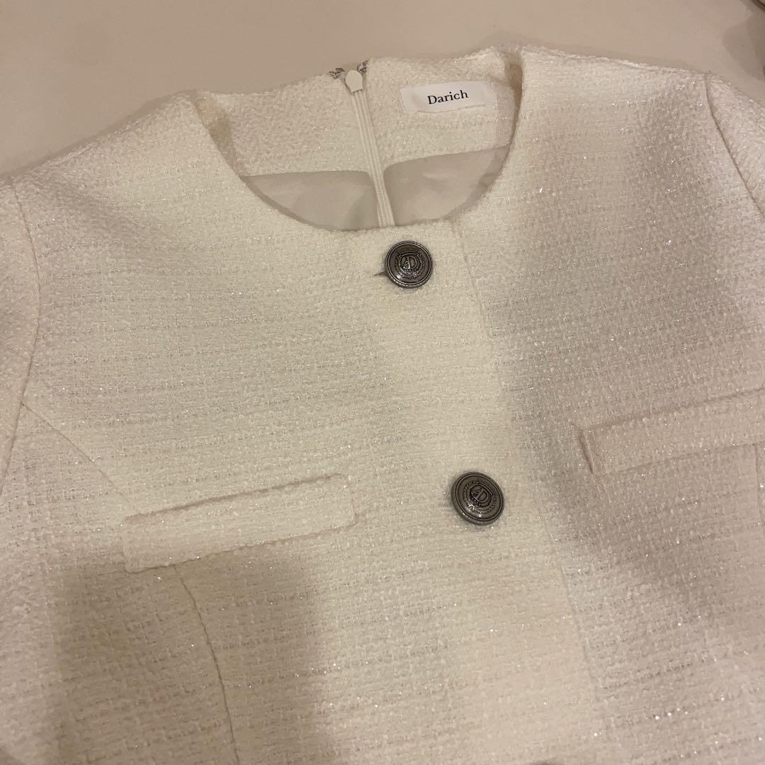 う*ゆ様 ボックスプリーツツイードミニワンピース　Darich ダーリッチ　ホワ