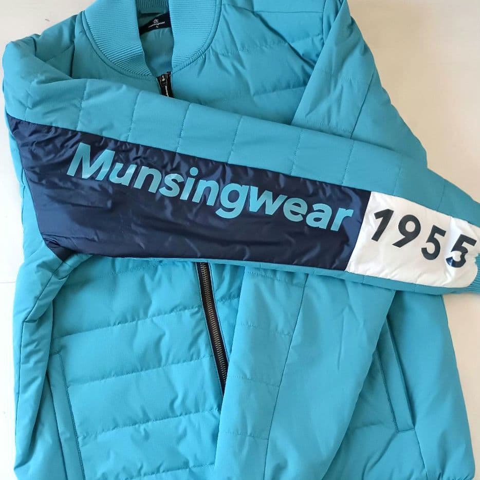 ​【美品】マンシングウェア ハイブリッド ダウンジャケット メンズL ブルー