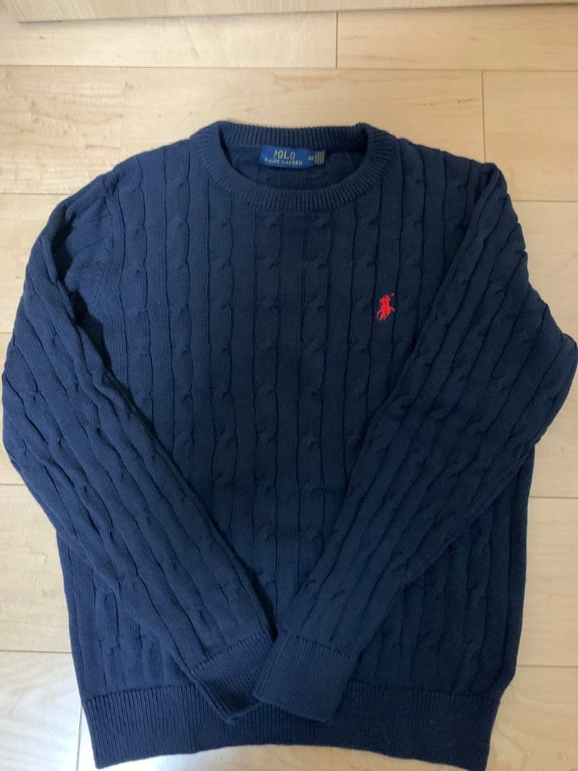 ポロラルフローレン　ケーブルニット　ネイビー