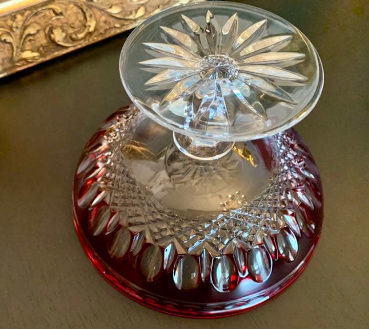 ELBE クリスタル　レア　クラレンドン ルビー ラウンドコンポート