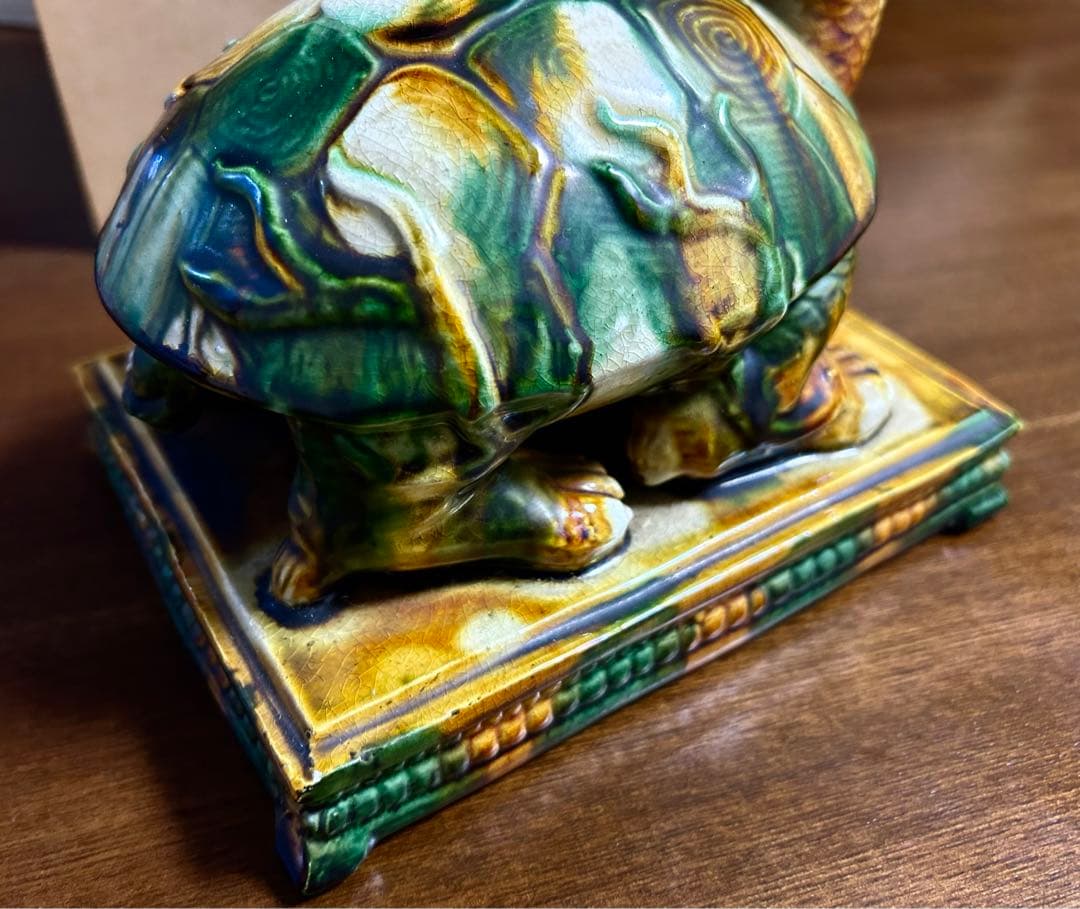 中国骨董 唐三彩 時代物 交趾大亀陶芸