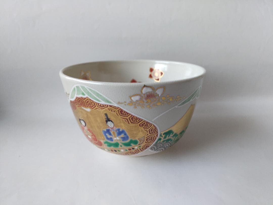 中村秋峰 作 仁清写貝合雛絵 茶碗 共箱 共布 栞 茶道具 茶器 抹茶碗 新品