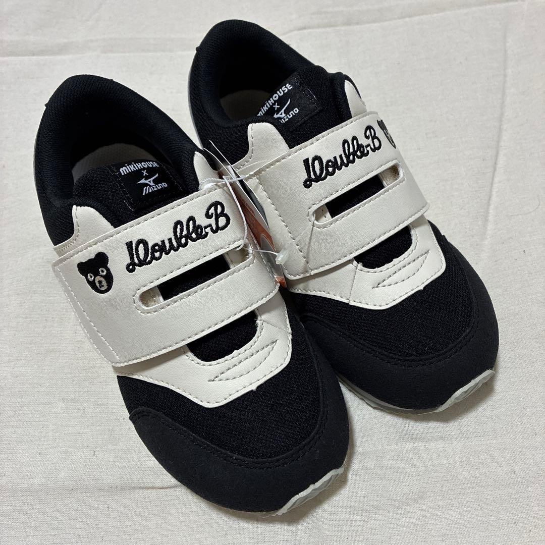 新品☆ミキハウス ダブルB スニーカー ミズノコラボ　ブラック ホワイト 20㎝