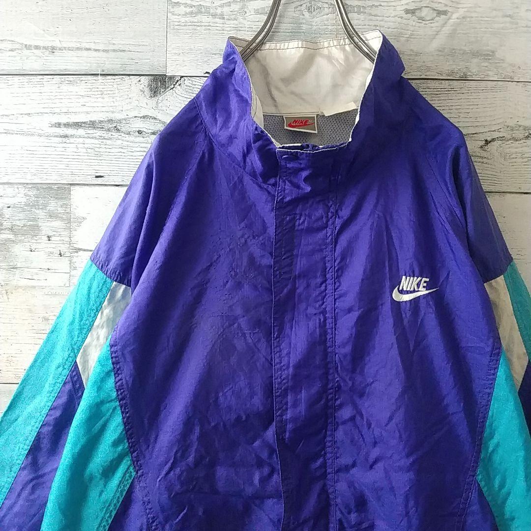 希少☆90s ナイキ 刺繍ロゴ ナイロンジャケット L～XL マルチカラー