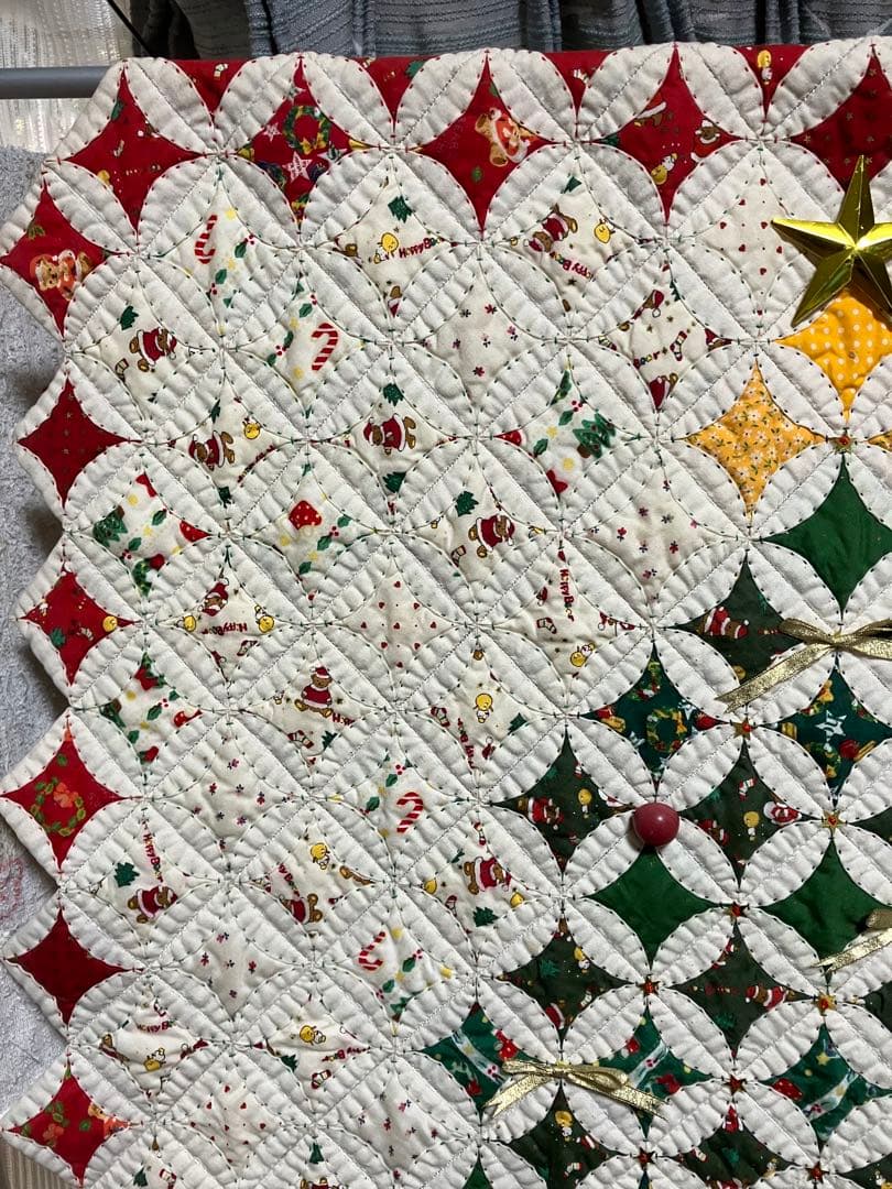 ハンドメイド　パッチワーク　タペストリー　クリスマス