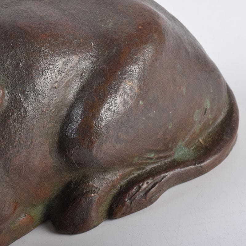 古銅　ブロンズ　牛　置物　在銘　C　R8960