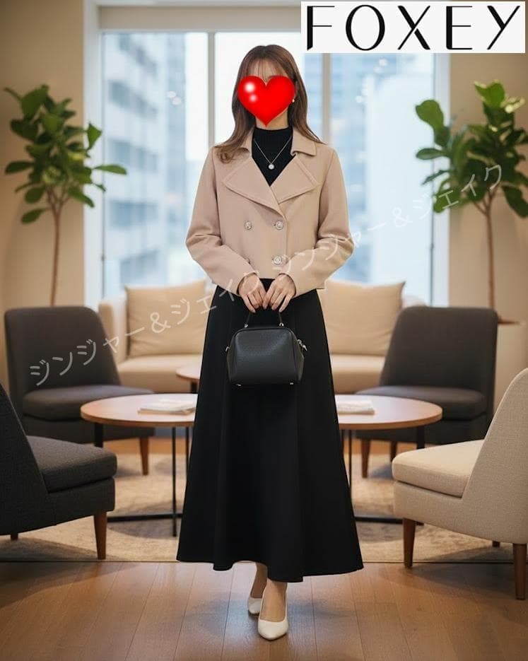 FOXEYフォクシー パール付 ショート ジャケット ピンクベージュ 38