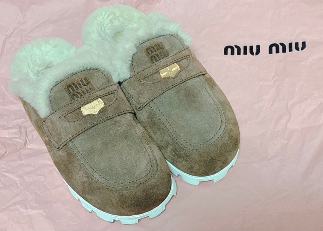 miumiu スエードミュール ココアブラウン