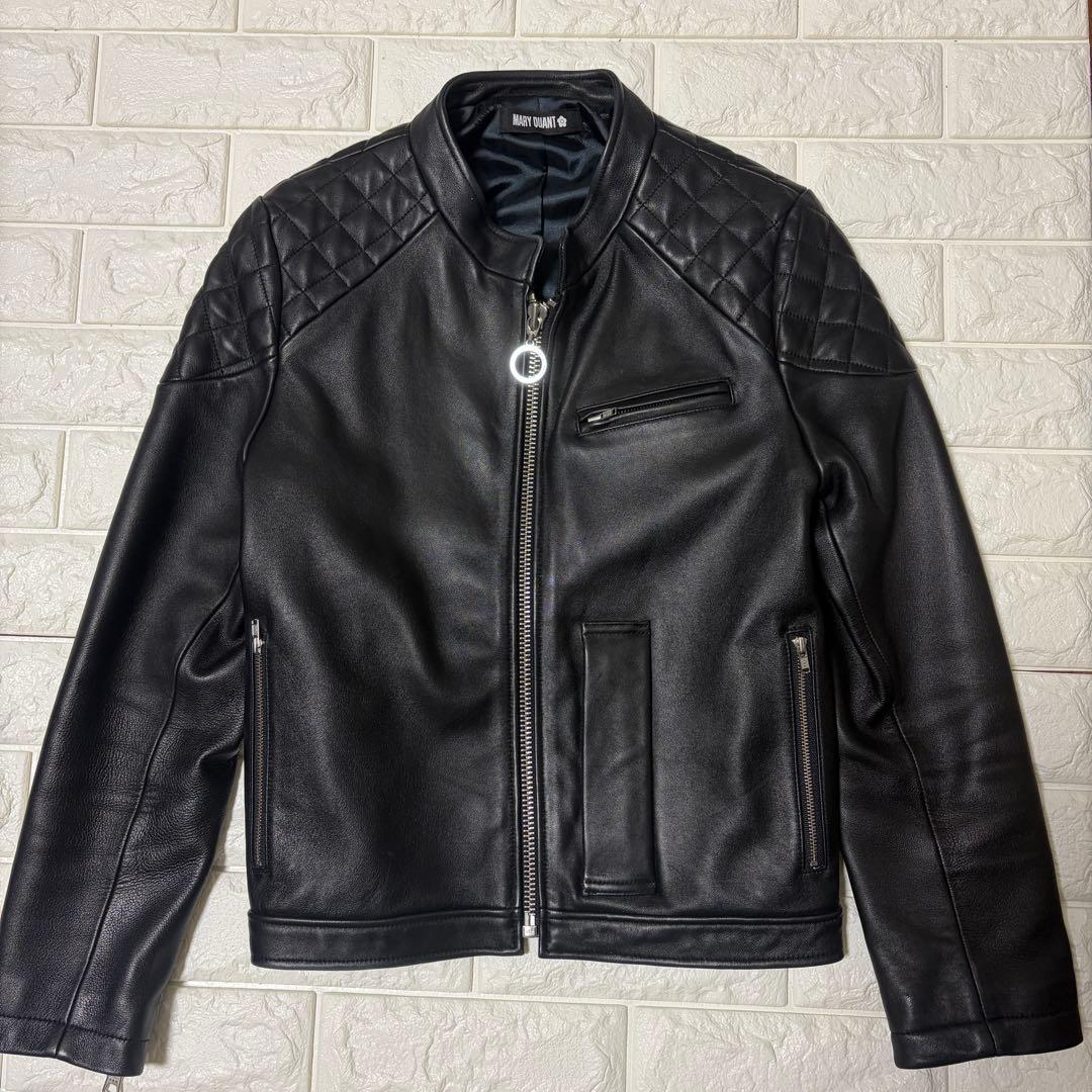 超希少 MARY QUANT レザージャケット ライダース 羊革 M ブラック