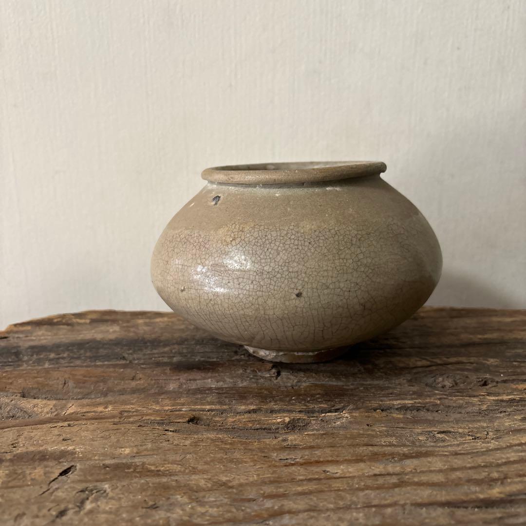 李朝壷　丸壷　白磁　塩笥壺　韓国骨董品.スッカラ.アンティーク.古民芸.立原正秋