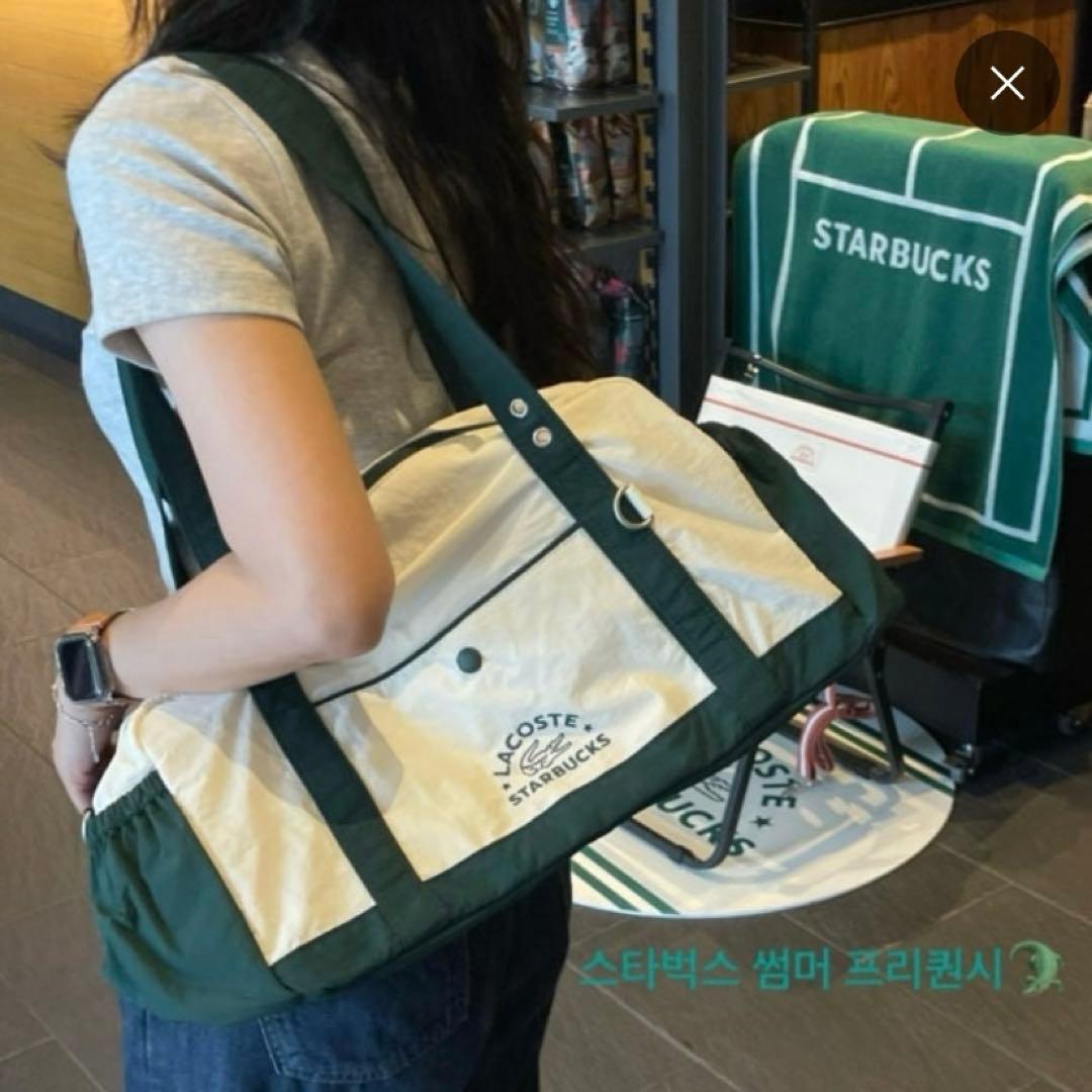 【韓国スターバックス 】LACOSTE ラコステ バッグ グリーン非売品