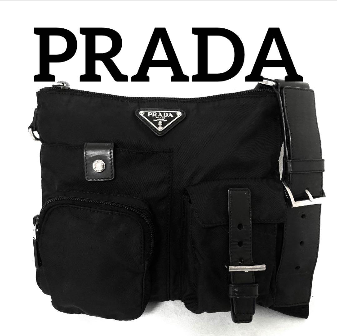 希少　良品　PRADA プラダ　ボディバッグ　ショルダーバッグ　ナイロン　黒