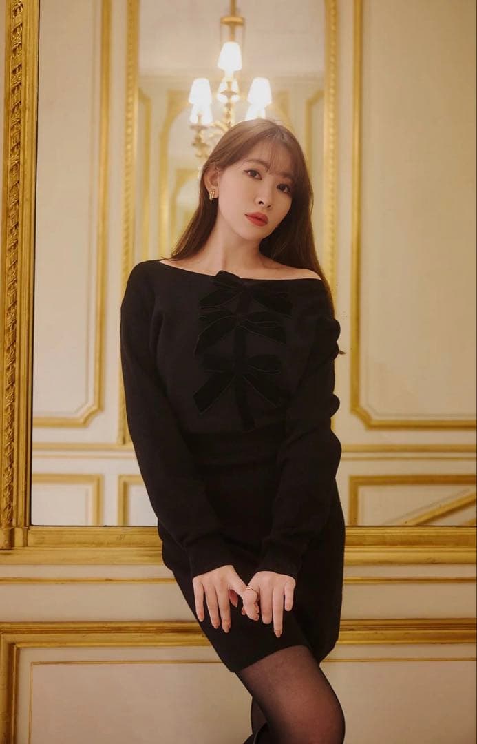 美品 herlipto Simone Knit Mini Dress ワンピース