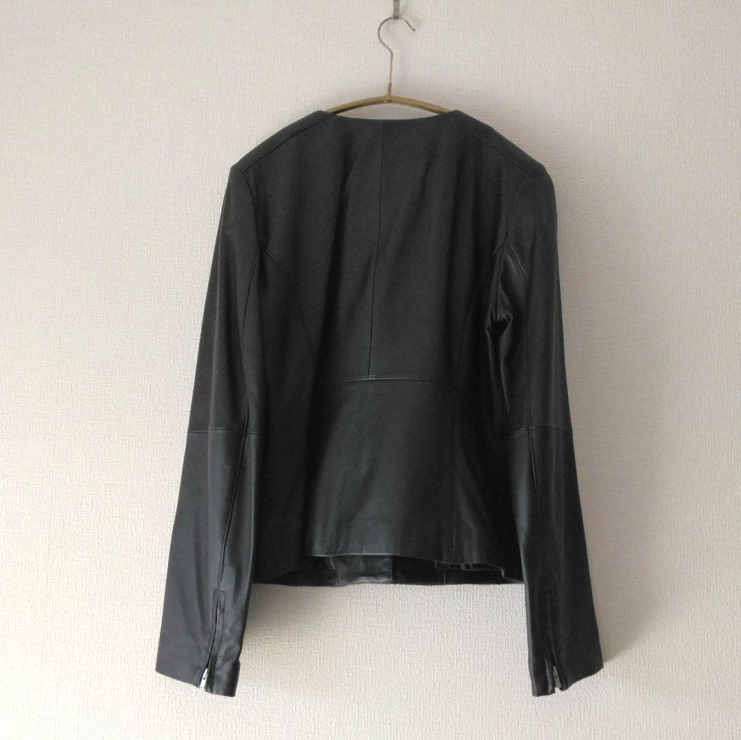 UNTITLED アンタイトル ラム レザー ノーカラー ジャケット 3 L 黒