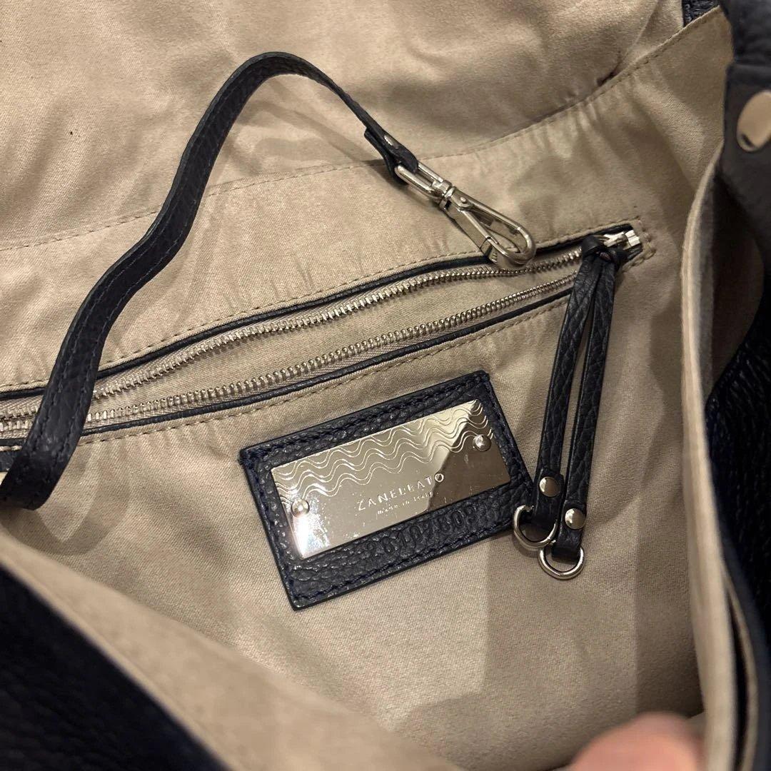 ザネラート　ポスティーナ　M ネイビー　スタッズ　レザー　紺　定番