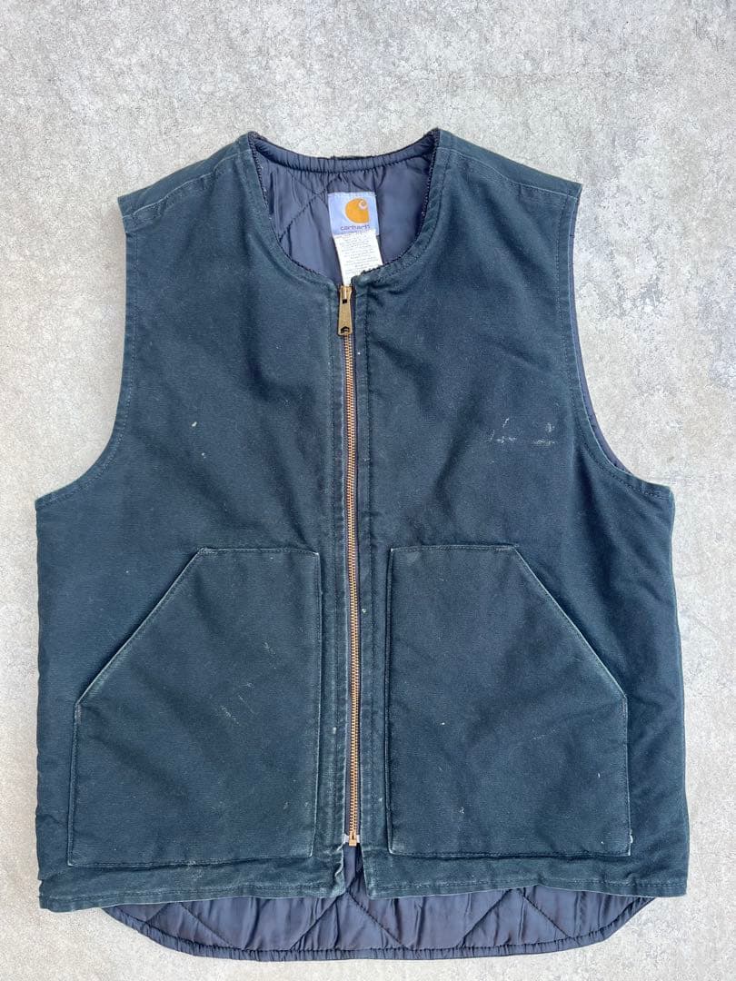 00s USA企画carharttダックベストMsize ブラックカラーカット