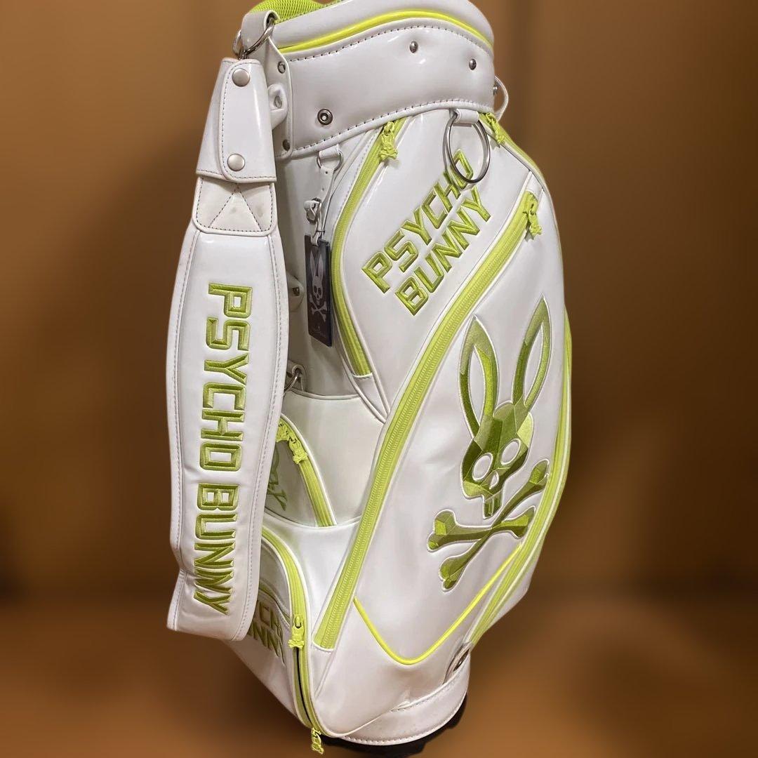 PSYCHO BUNNY キャディバッグ ホワイト/ライム　ヘッドカバー無