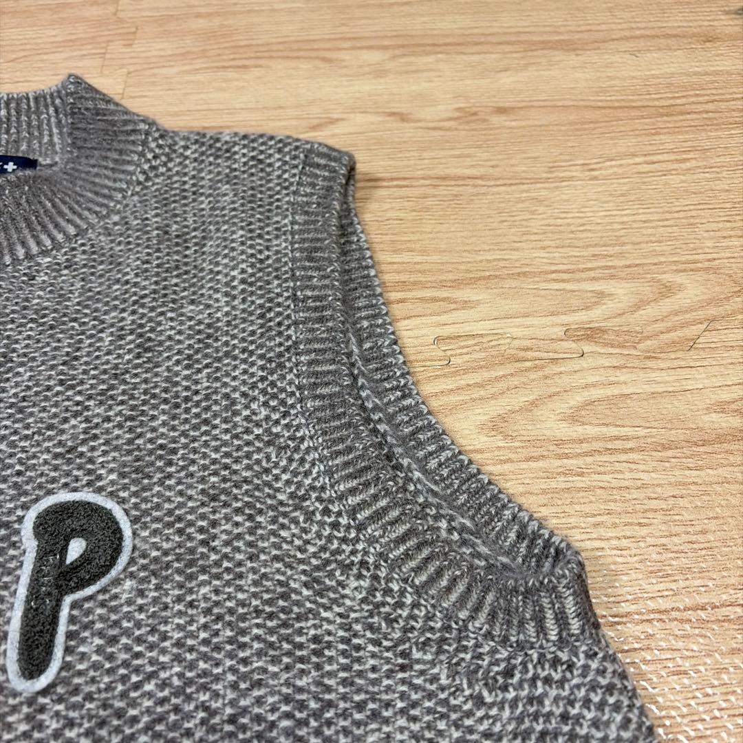 リクエスト値下美品Papas+カシミア混フルZIPスタンドカラベストLグレージュ