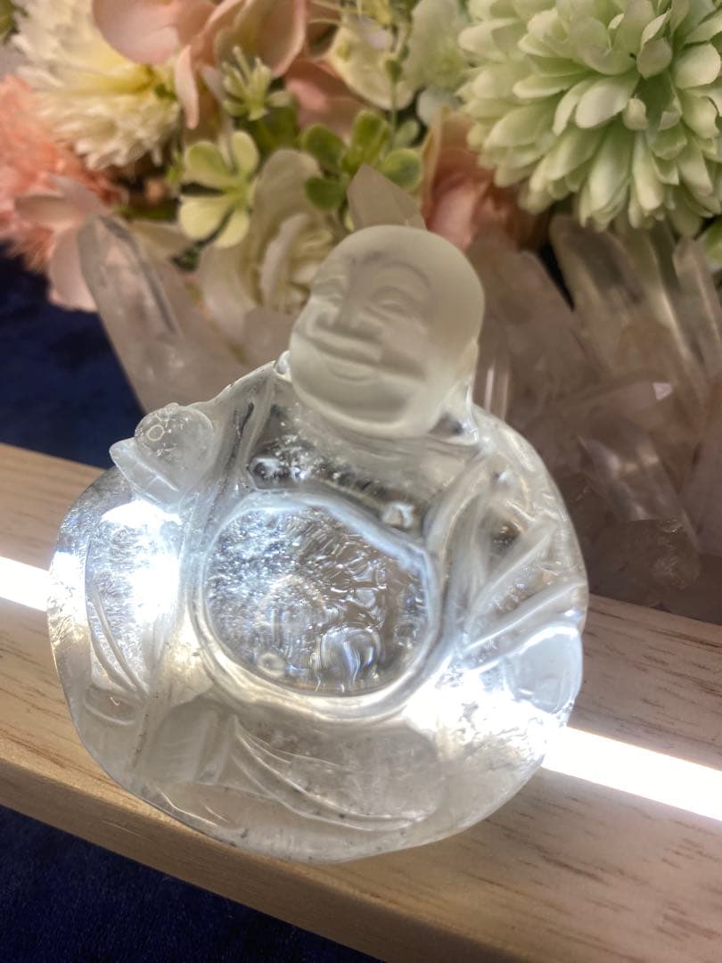 七福神の天然石 布袋様　縁起物　置物 クリスタル ガーデン共生