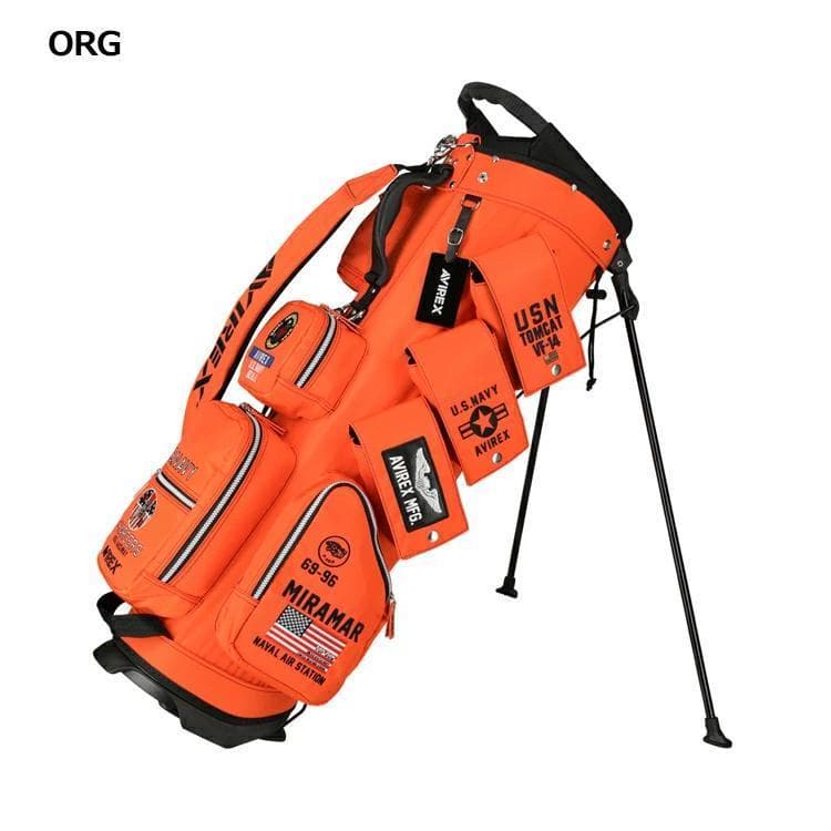 新品 AVIREX アヴィレックスゴルフ スタンド キャディバッグ オレンジ