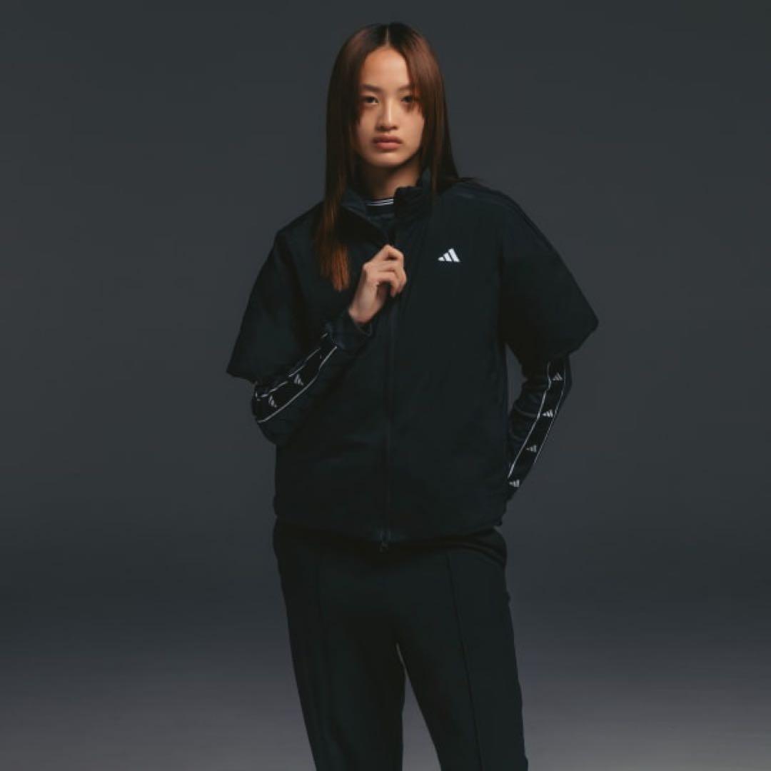 新品XL アディダスゴルフ　撥水 ハイネック フルジップ半袖ダウンジャケット