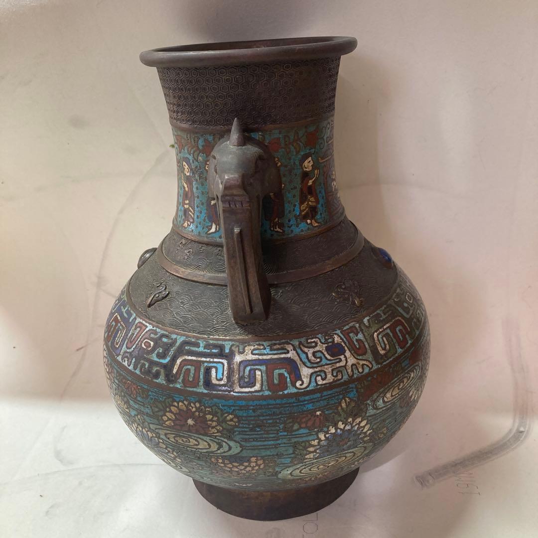 は*ま様 中国　銅　七宝焼　花瓶　アンティーク