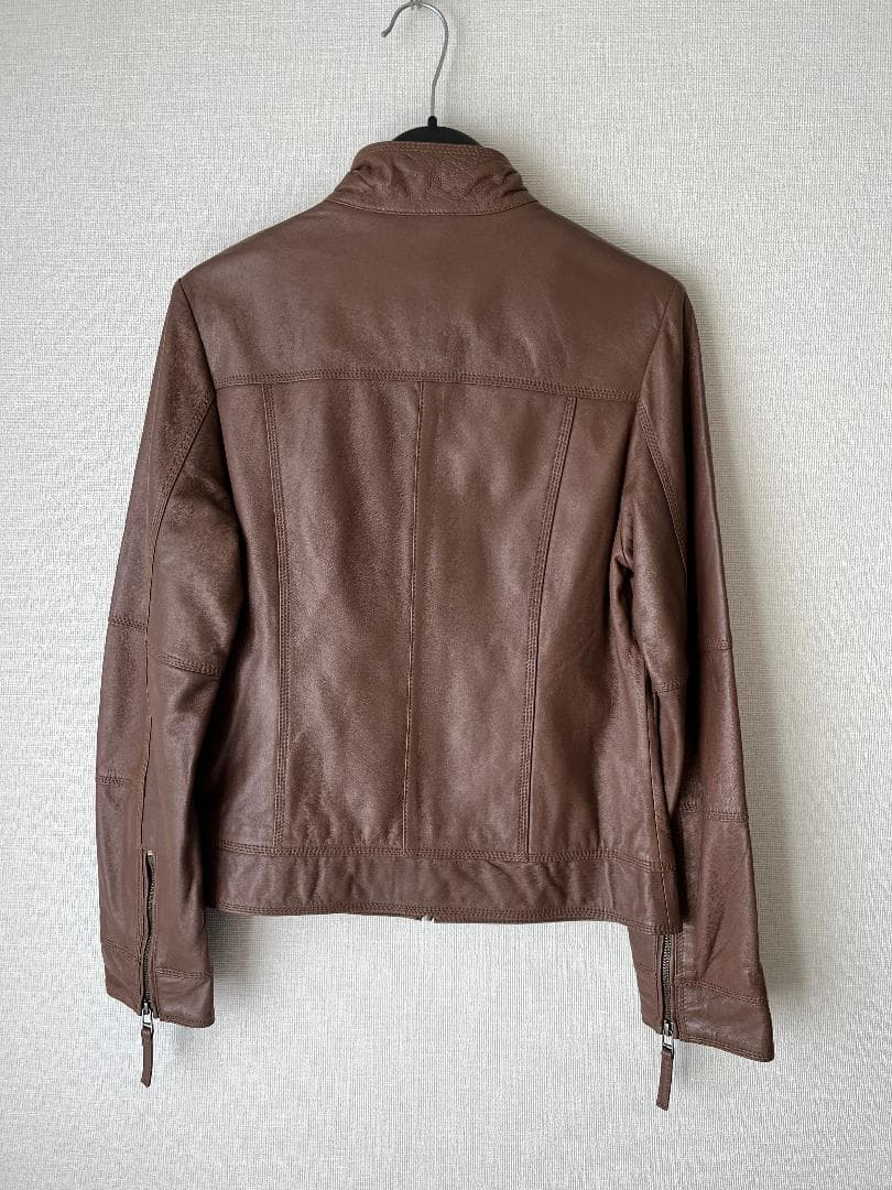 試着のみ Haruf 本革 ラムレザー＊シングルライダースジャケット（L）