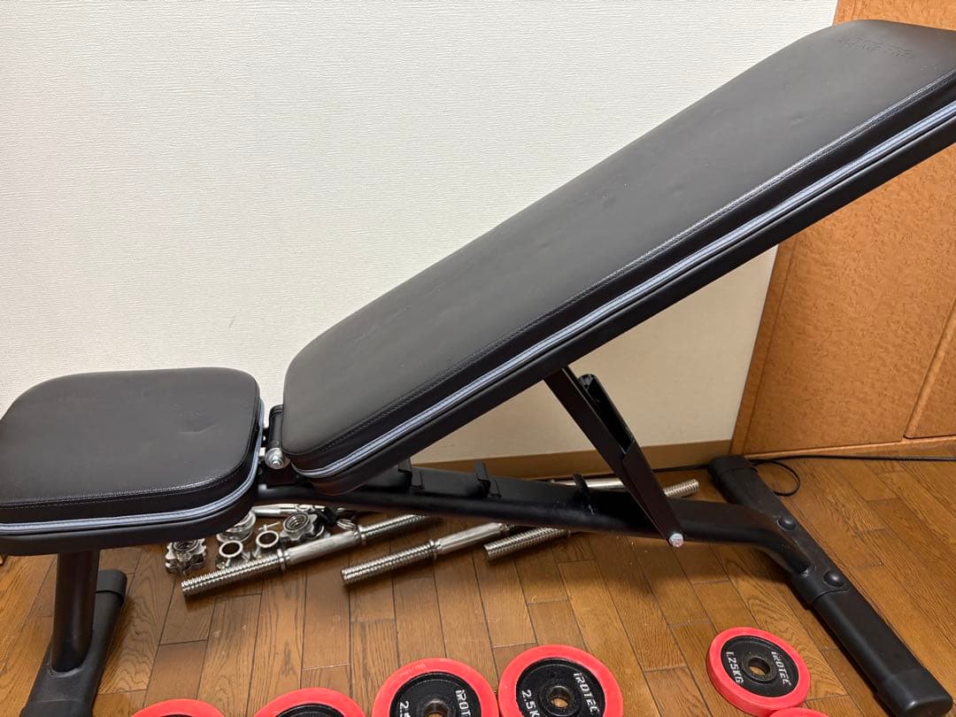 iROTEC ダンベルプレートセット90kg ベンチ台、Wバー　※都内手渡しのみ
