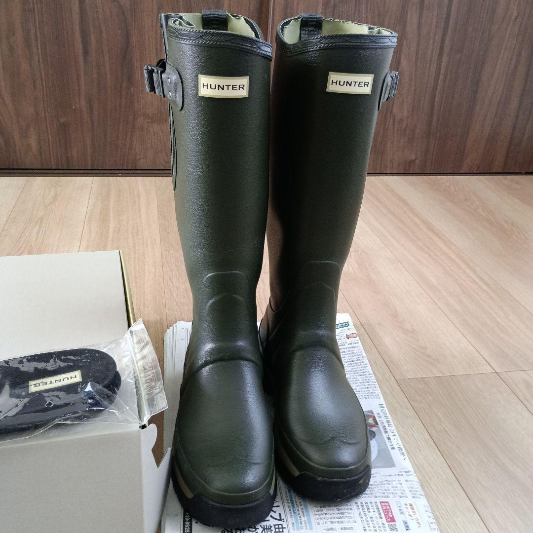 レインブーツ　HUNTER ダークグリーン 長靴 バックル付き