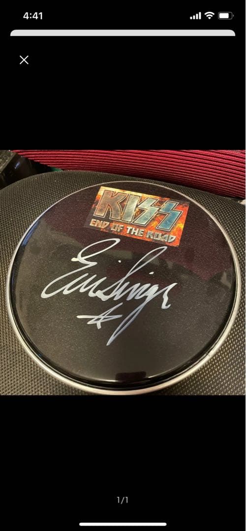 KISS ドラムヘッド　2019Eric Singer 直筆サイン