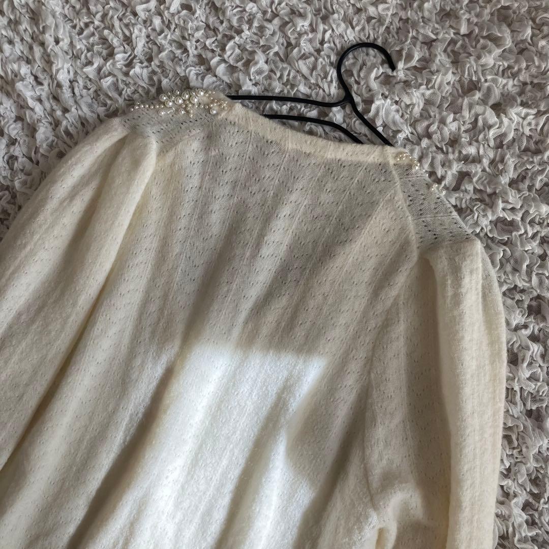 デプレ DES PRES 2024AW パールレースステッチVネックカーディガン