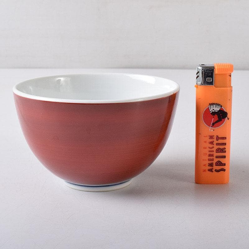 茶道具　京焼　清水焼　谷口良三作　辰砂　内達磨染付　茶碗　共箱　V　R8498