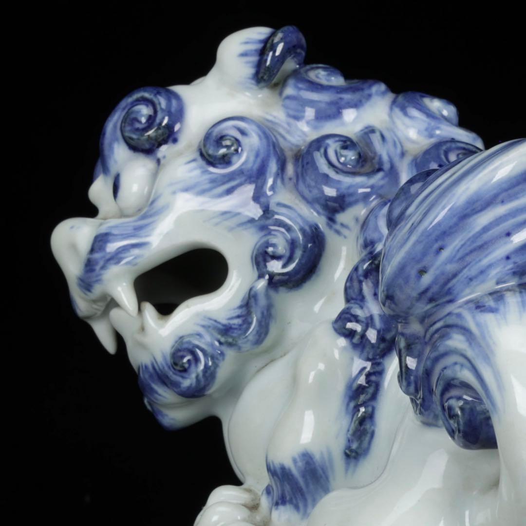 古美術　古平戸　平戸焼　染付　玉獅子　獅子　唐獅子　狛犬　縁起物　置物