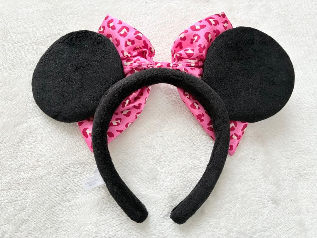 ディズニー　ミニー★ヒョウ柄　カチューシャ★ピンク　レトロ　ヘアバンド