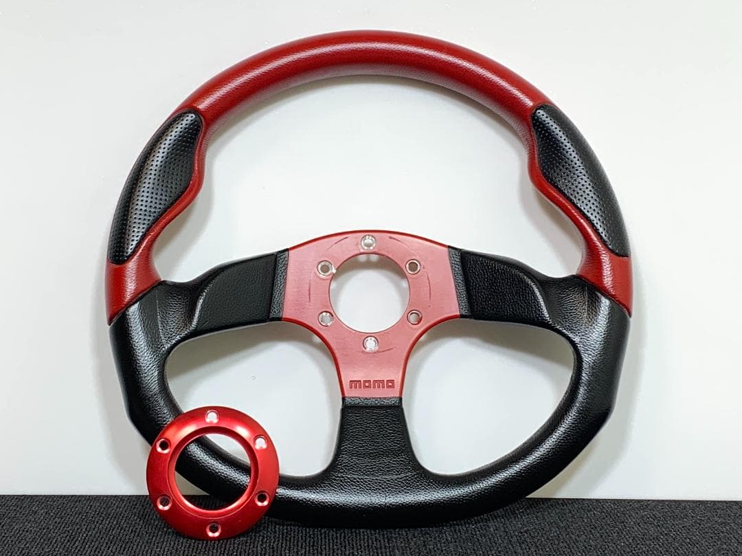 モモ MOMO コマンド2 レッドスポーク 35パイ 廃盤モデル 希少 リング付