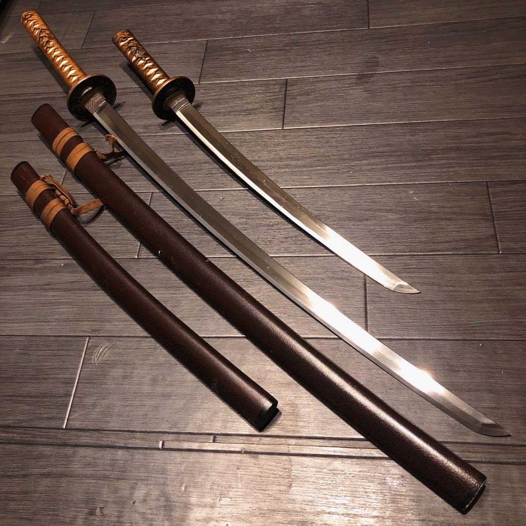 高級模造刀　茶拵え　脇差　大小2本セット 太刀　居合刀