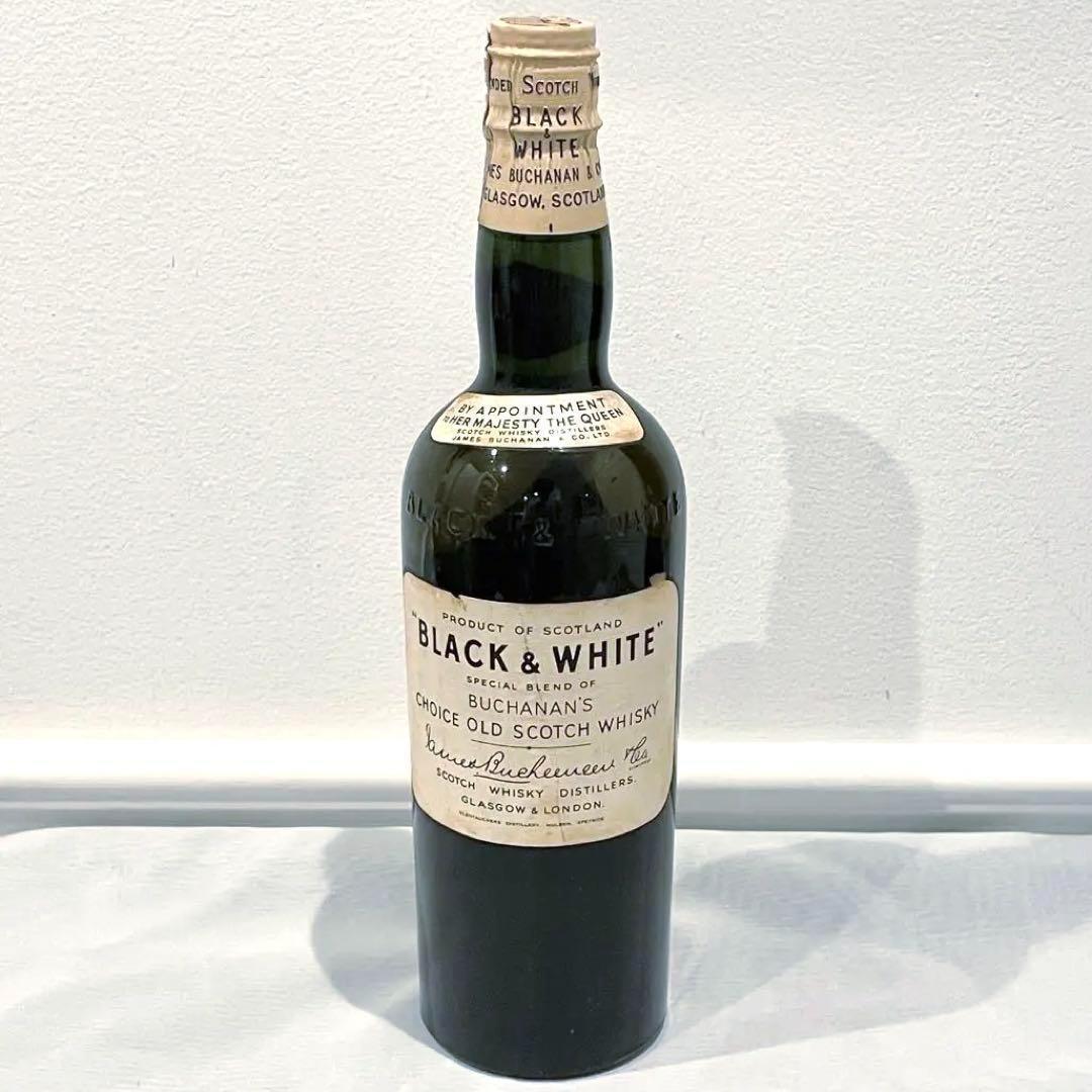 【未開栓】ブラック＆ホワイト スコッチウイスキー ティンキャップ レア品 4Q3