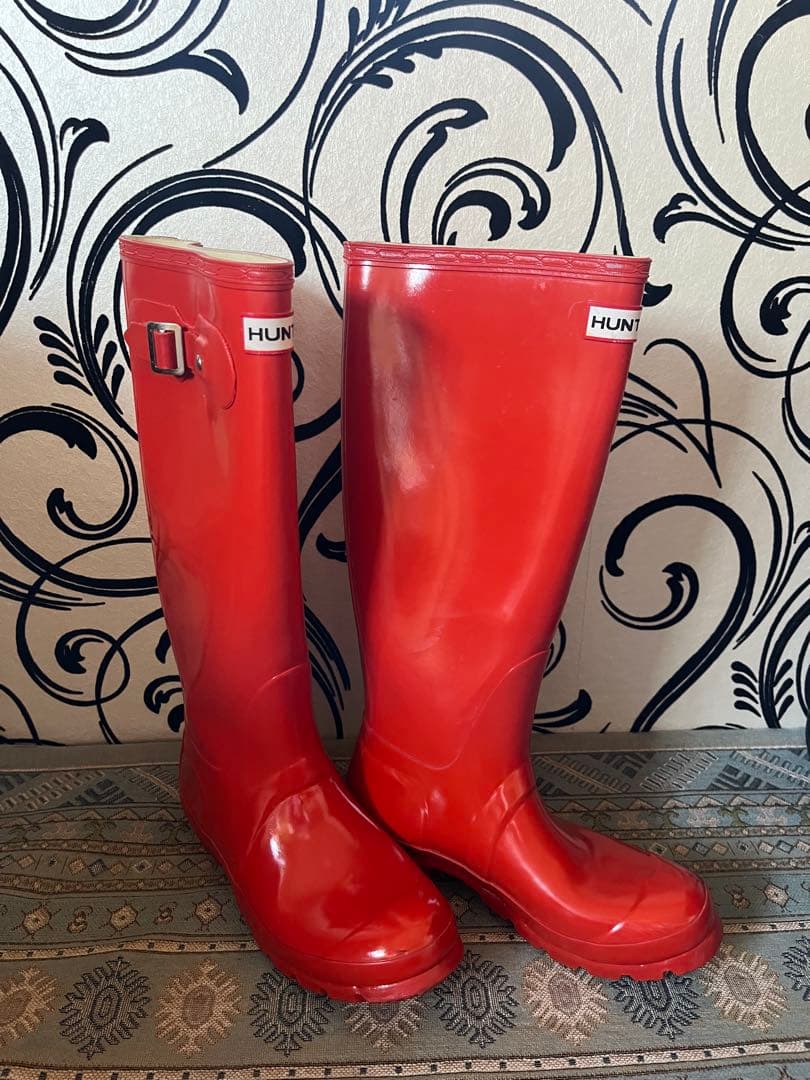 ハンター　ベルト付きレインブーツ　グロスオレンジ　EU37